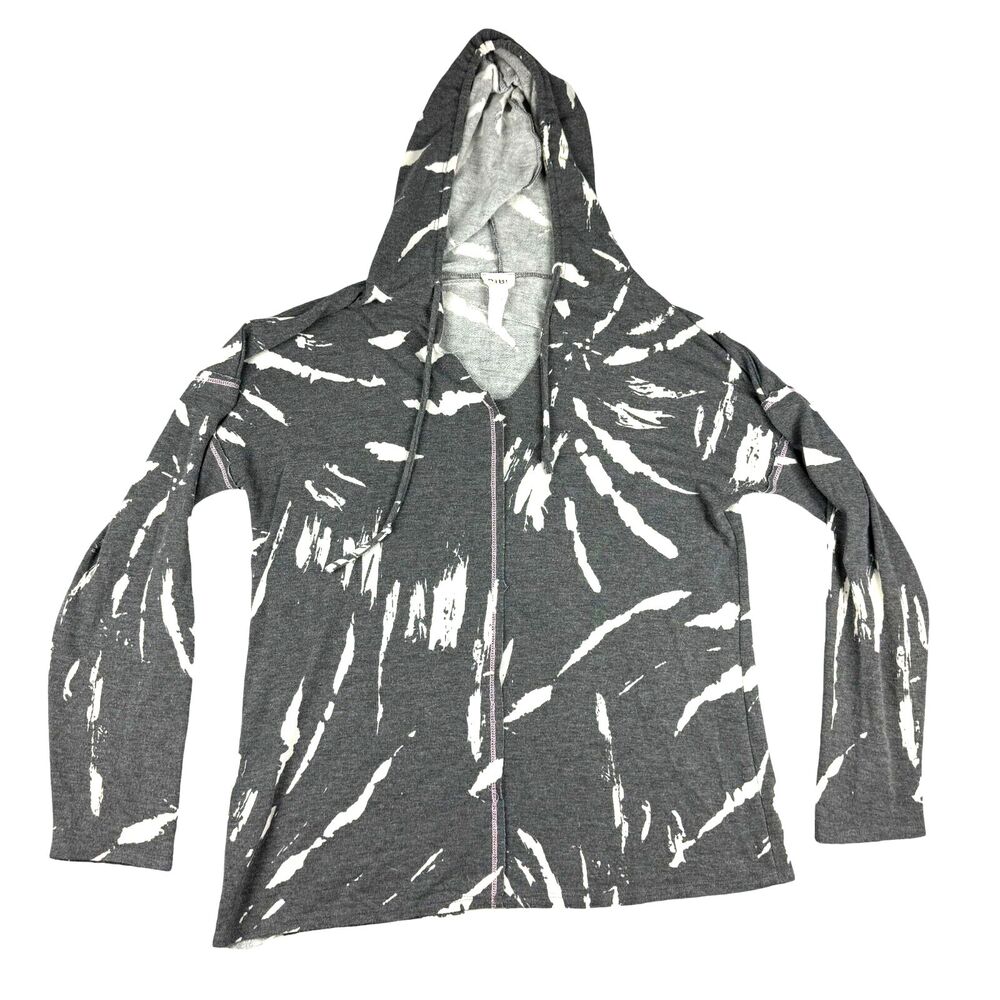 BIBI Shirt Women's Small Gray Hooded Long Sleeve Tie Dye Drawstring Pullover Top